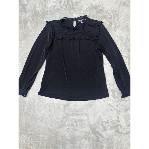 Karl Lagerfeld Tops - Women’s Karl Lagerfeld Blouse Ruffled Lined Black Size Small
